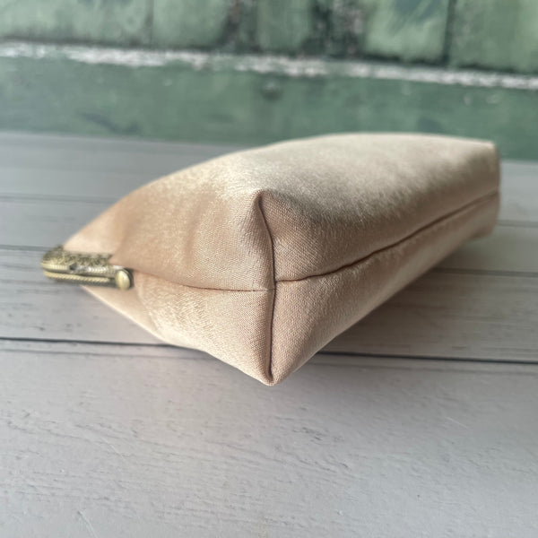 Champagne Satin 5.5 Inch Clasp Purse Frame Clutch Bag