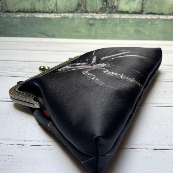 Black Spider Satin 8 Inch Sew In Clasp Bronze Purse Frame Clutch Bag