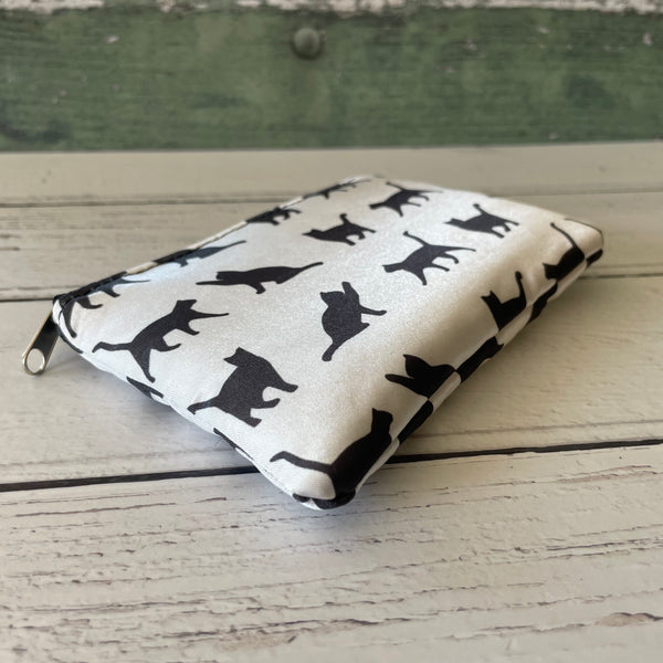 Black and White Cats Satin Coin Zipper Purse Pouch
