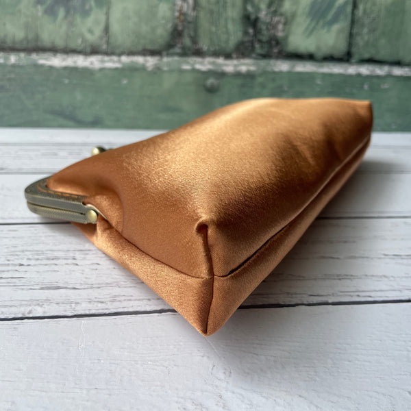 Copper Bronze Satin 8 Inch Bronze Clasp Purse Frame Clutch Bag