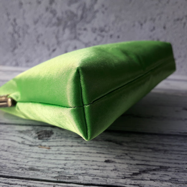 Lime Green Satin Clutch Bag Purse