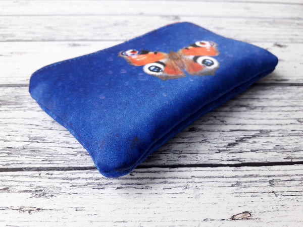 Red and Blue Butterfly Zipper Coin Purse Pouch