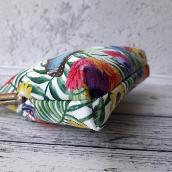 Tropical Floral Butterflies Satin Clutch Bag Purse