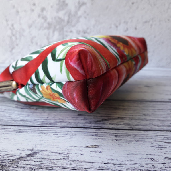 Tropical Blue Hummingbird and Butterfly Floral Satin Clutch Bag