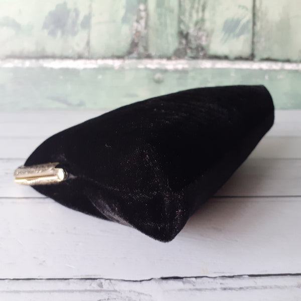 Black Velvet 5.5 Inch Clasp Purse Frame Clutch Bag