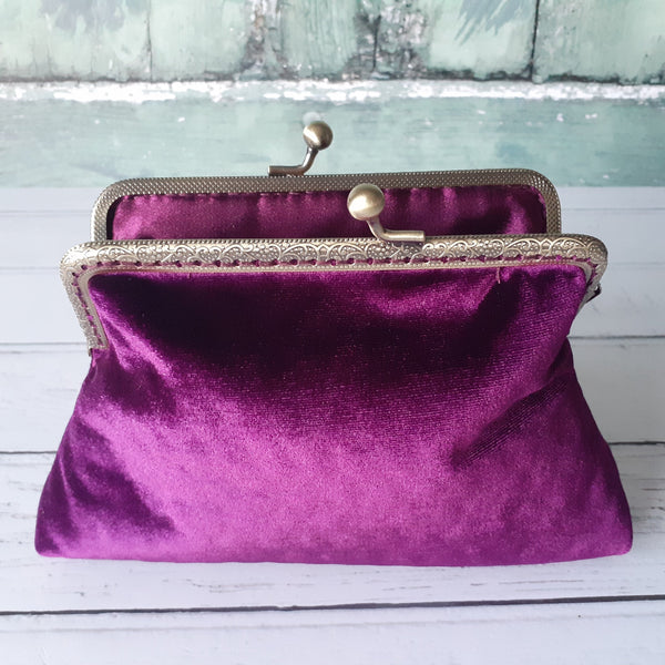 Mulberry Purple Velvet 5.5 Inch Frame Clutch Bag