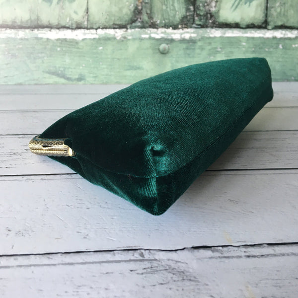 Emerald Green Velvet  5.5 Inch Clasp Purse Frame Clutch Bag