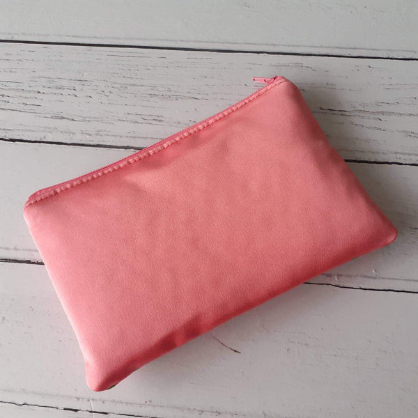 Coral Pink and Green Cacti Canvas Smaller Zipper Pouch