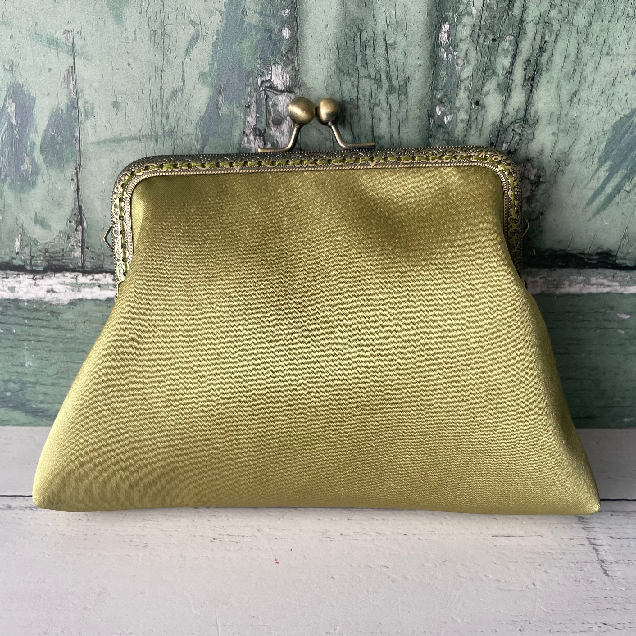 Pistachio Green Satin 5.5 Inch Clasp Purse Frame Clutch Bag
