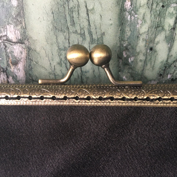 Black Satin 5.5 Clasp Purse Frame Clutch Bag