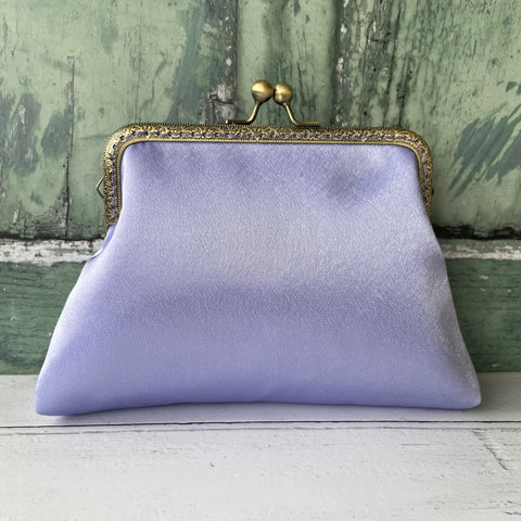Lilac Satin 5.5 Inch Clasp Purse Frame Clutch Bag