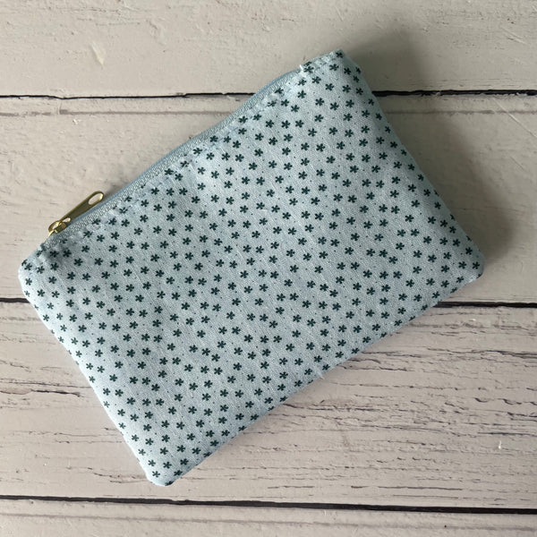 Blue Ditzy Floral Cotton Coin Zipper Purse Pouch