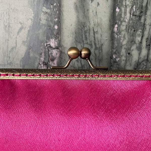 Hot Pink Satin 5.5 Clasp Purse Frame Clutch Bag