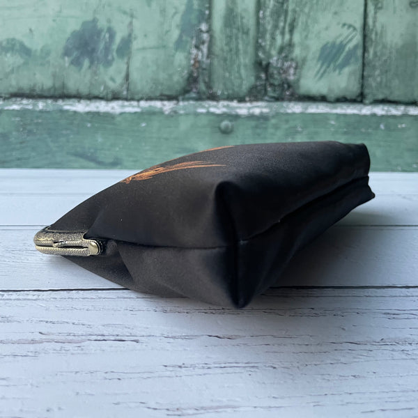 Black and Bronze Angel Wings Satin 5.5 Inch Clasp Purse Frame Clutch Bag