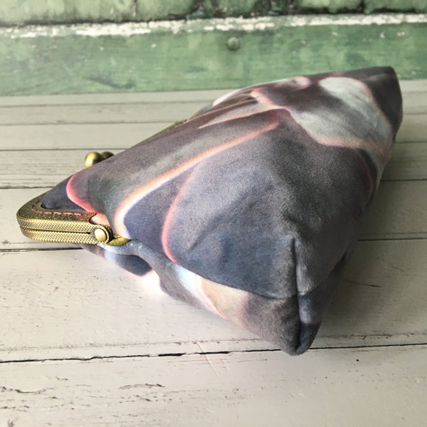 Echeveria Purple Pearl Succulent Velvet 8 Inch Clasp Purse Frame Clutch Bag