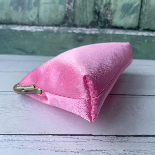 Rose Pink Satin 5.5 Inch Bronze Clasp Purse Frame Clutch Bag