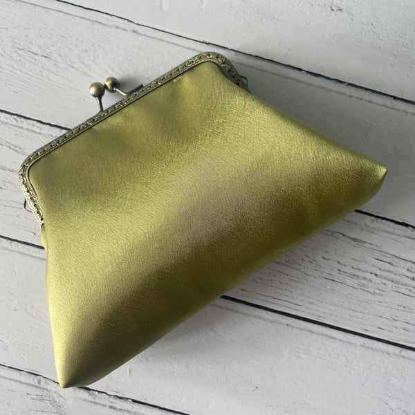 Pistachio Green Satin 5.5 Inch Clasp Purse Frame Clutch Bag