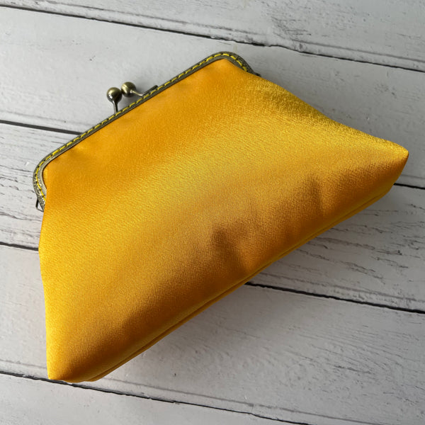 Golden Yellow Satin 5.5 Inch Clasp Purse Frame Clutch Bag