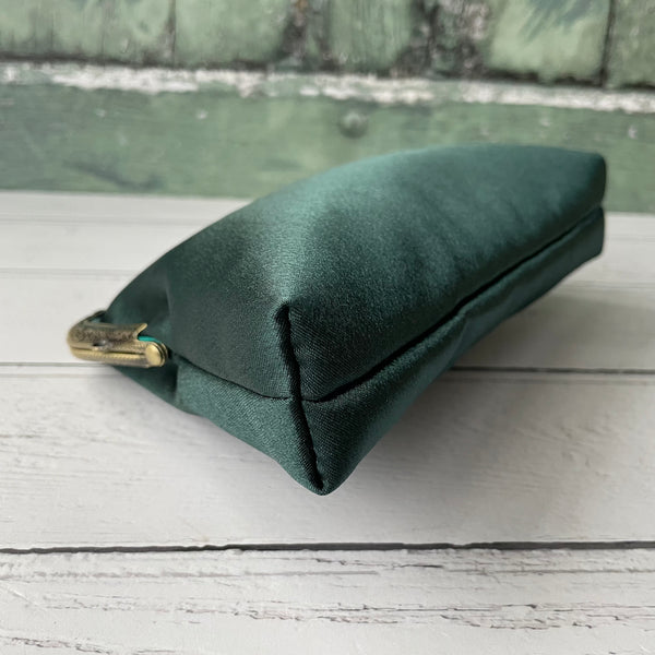 Dark Green Satin 5.5 Inch Clasp Purse Frame Clutch Bag