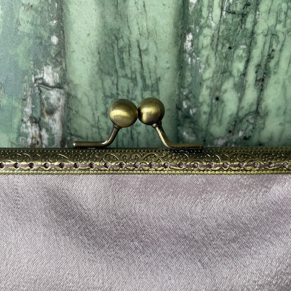 Pale Mauve Blush Satin 5.5 Inch Clasp Purse Frame Clutch Bag