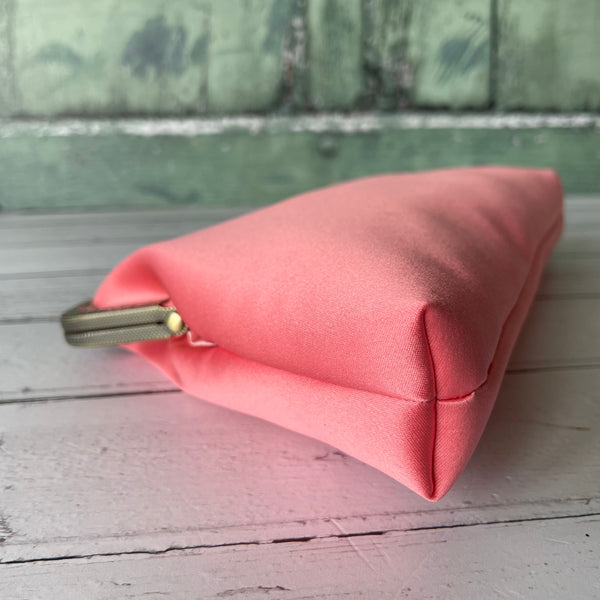 Coral Pink Satin 8 Sew-In Bronze Clasp Purse Frame Clutch Bag