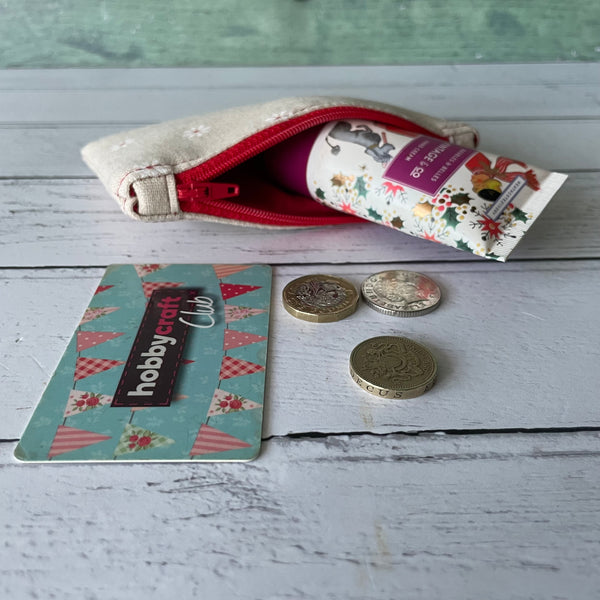 White Daisies Floral Cotton Zip Coin Purse Pouch