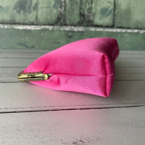 Hot Pink Satin 5.5 Clasp Purse Frame Clutch Bag