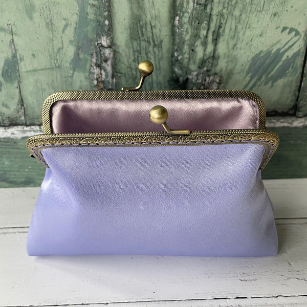Lilac Satin 5.5 Inch Clasp Purse Frame Clutch Bag