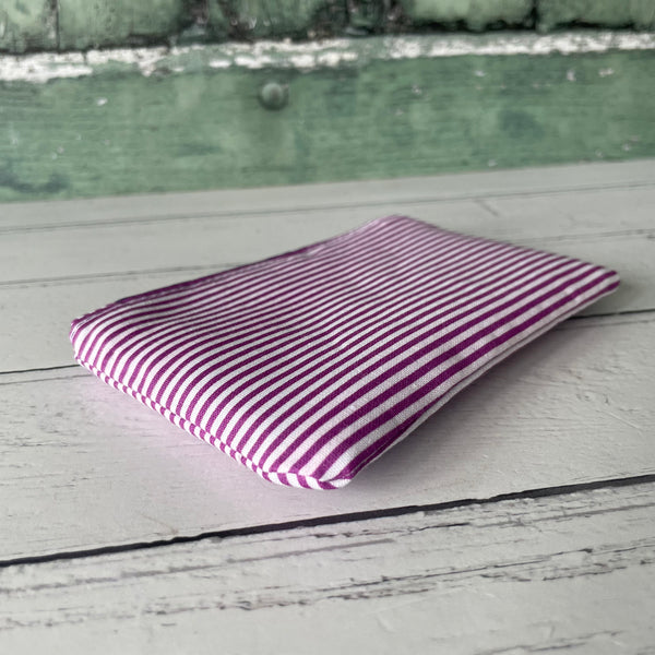 Purple Stripes Cotton Coin Zipper Purse Pouch