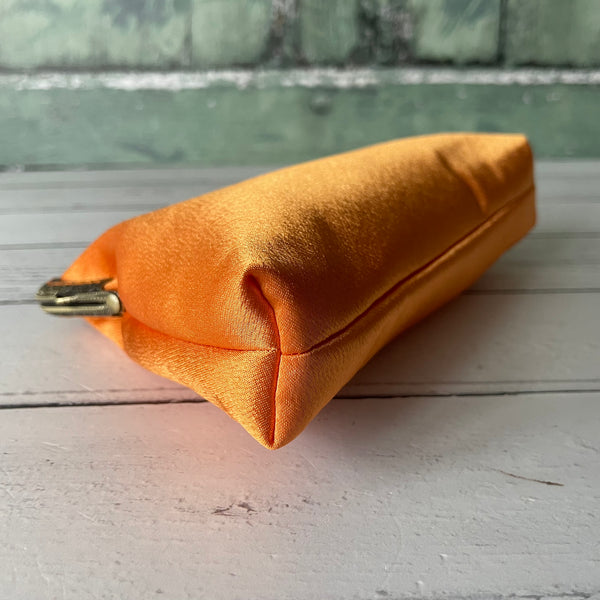 Tangerine Orange Satin 5.5 Inch Bronze Clasp Purse Frame Clutch Bag