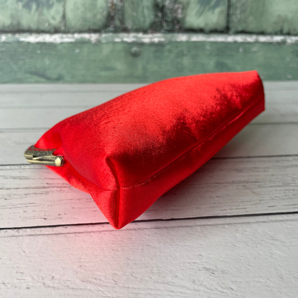 Bright Red Satin 5.5 Clasp Purse Frame Clutch Bag