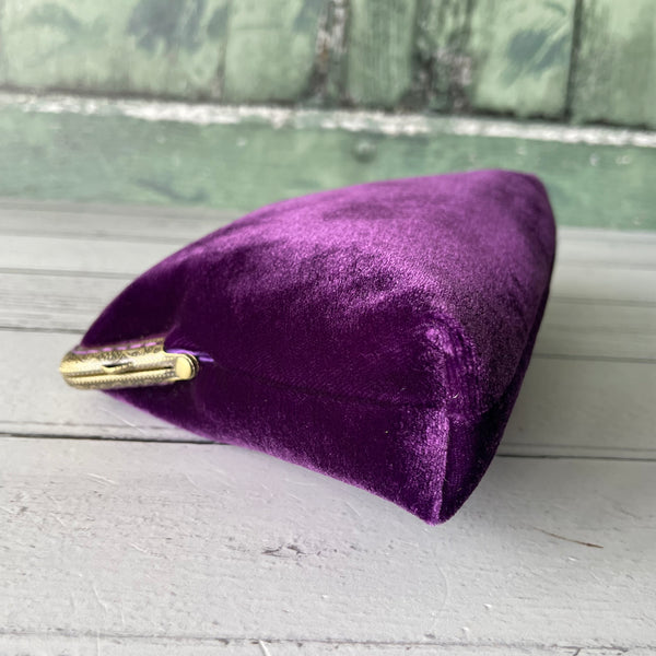 Purple Velvet 5.5 Inch Bronze Clasp Purse Frame Clutch Bag