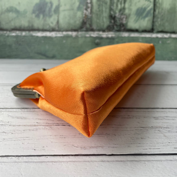 Tangerine Orange Satin 8 Inch Bronze Clasp Purse Frame Clutch Bag