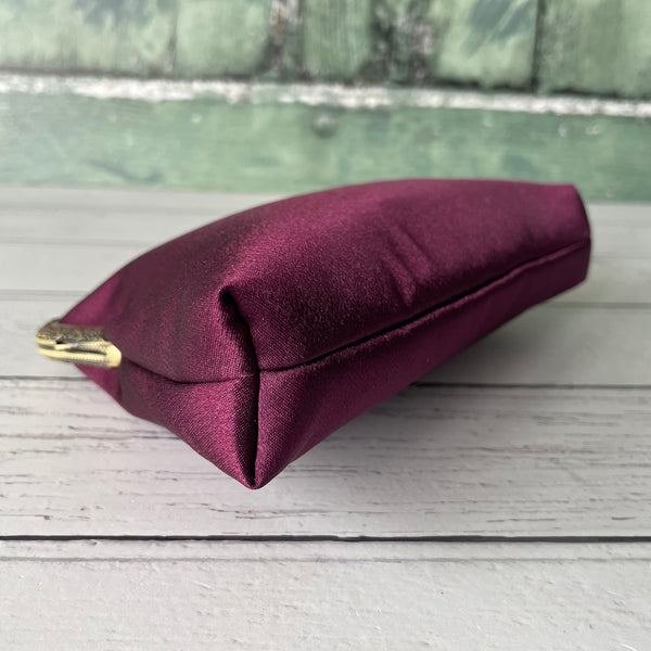Aubergine Plum Satin 5.5 Clasp Purse Frame Clutch Bag