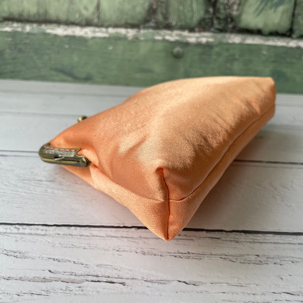 Peachy Orange Satin 5.5 Inch Clasp Purse Frame Clutch Bag