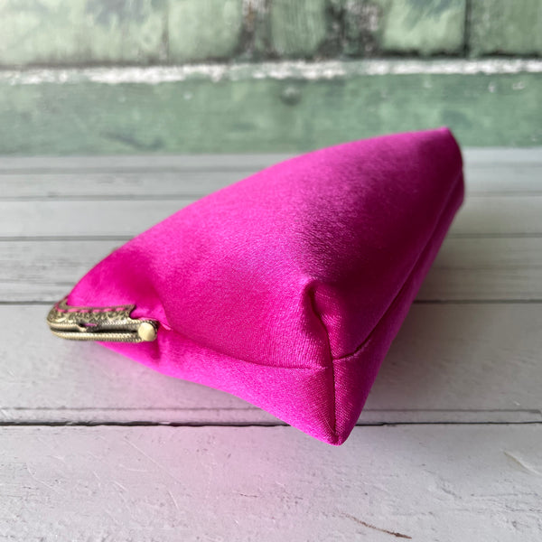 Fuchsia Pink Satin 5.5 Inch Clasp Purse Frame Clutch Bag