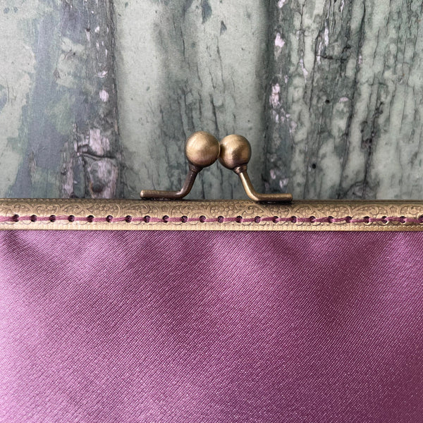 Antique Dusty Pink Satin 5.5 Inch Clasp Purse Frame Clutch Bag