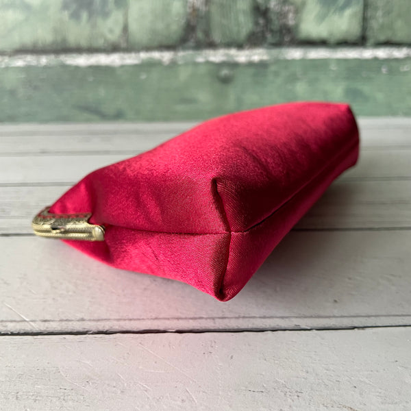 Cherry Red Satin 5.5 Inch Sew In Frame Clutch Bag