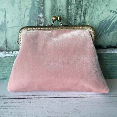 Crepe Pink Velvet 5.5 Inch Clasp Purse Frame Clutch Bag