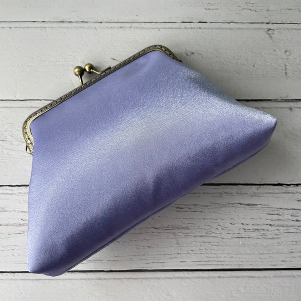 Lilac Satin 5.5 Inch Clasp Purse Frame Clutch Bag